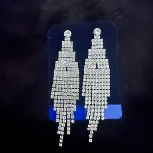 Silver Chandelier Earrings with Cascading Design